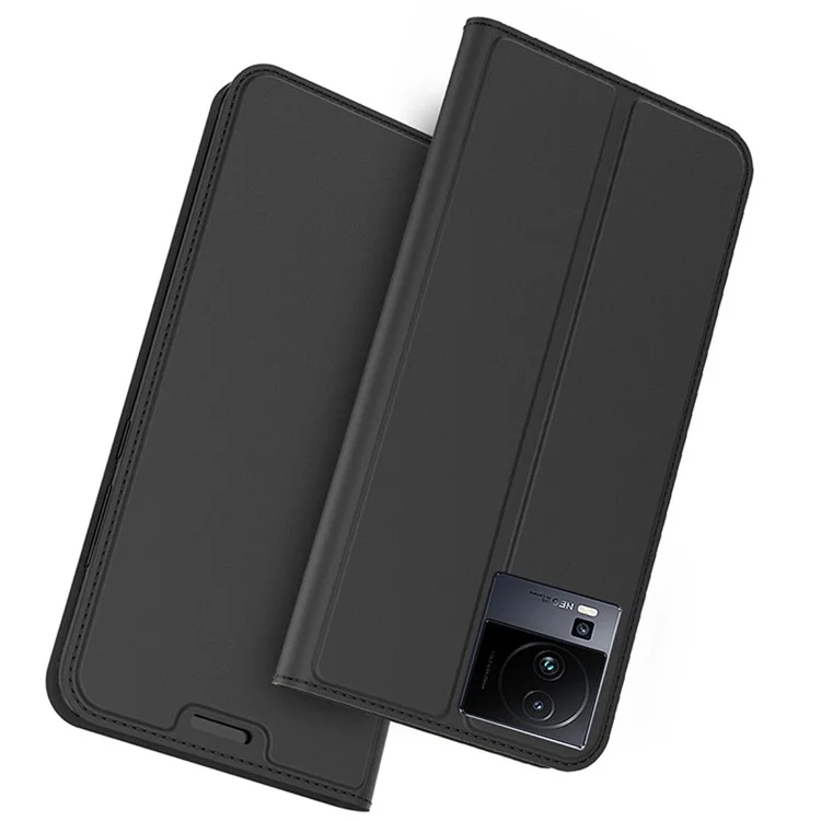Per vivo iQOO Neo7 5G Flip Phone Cover Card Slot Full Protection Phone Case PU Leather Stand Shell - Black