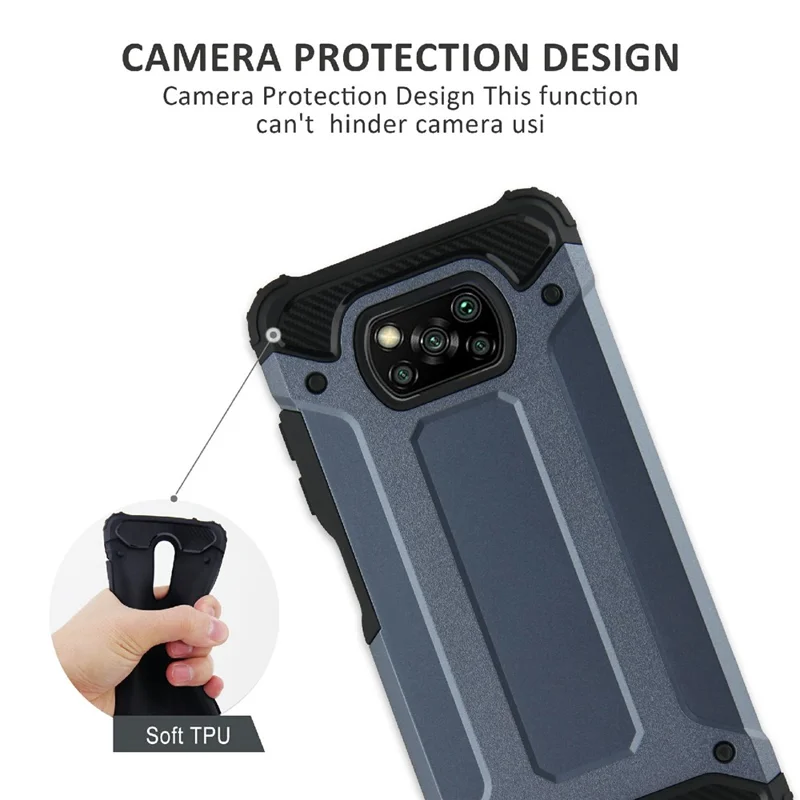 Phone Case for Xiaomi Poco X3 NFC / X3 / X3 Pro , PC+TPU Anti-Scratch Shockproof Cover - Black