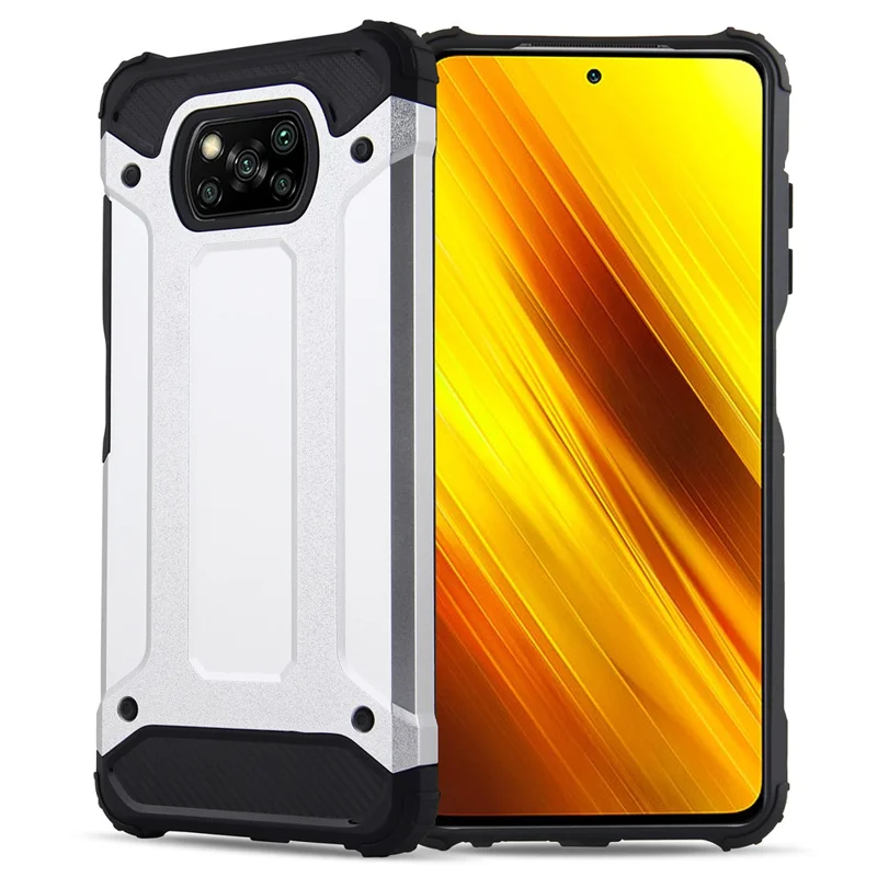 Phone Case for Xiaomi Poco X3 NFC / X3 / X3 Pro , PC+TPU Anti-Scratch Shockproof Cover - Silver