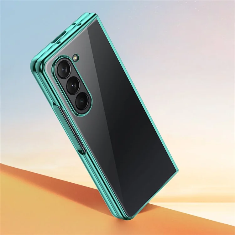 Clear Phone Case for Samsung Galaxy Z Fold5 5G , Hard PC Phone Electroplating Shockproof Cover - Silver