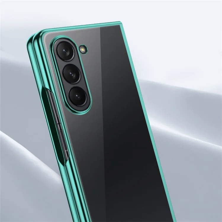 Clear Phone Case for Samsung Galaxy Z Fold5 5G , Hard PC Phone Electroplating Shockproof Cover - Silver