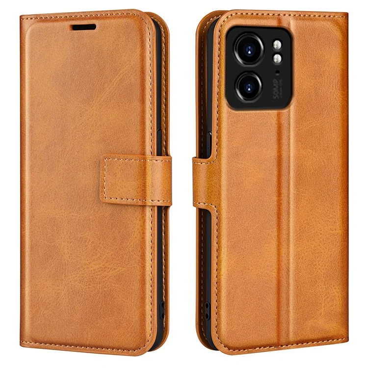 Pour Motorola Edge 40 5G Wallet PU Leather Case Calf Texture Stand Phone Cover - Jaune