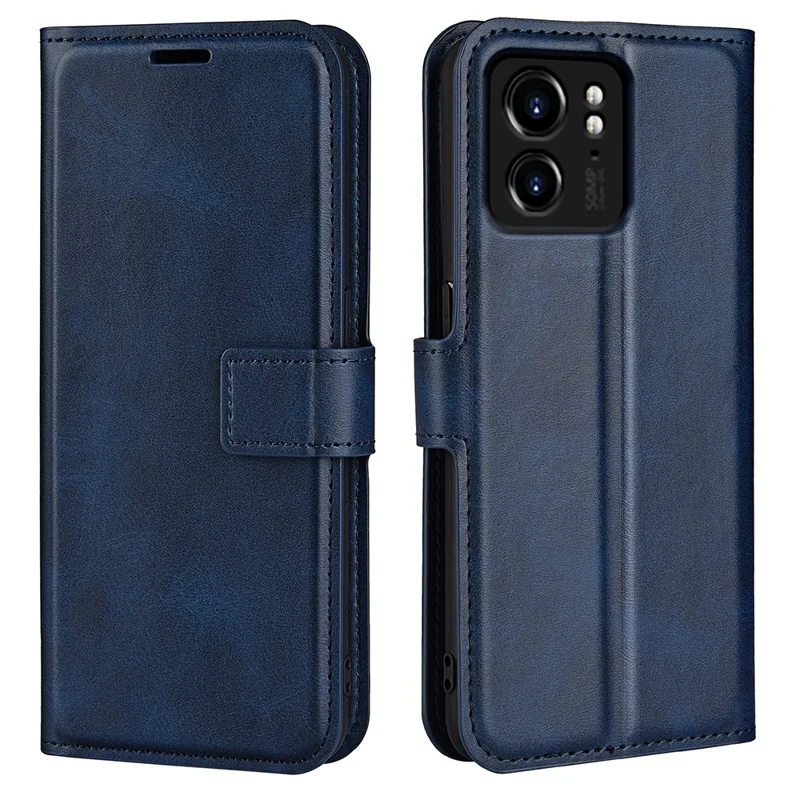 For Motorola Edge 40 5G Wallet PU Leather Case Calf Texture Stand Phone Cover - Blue