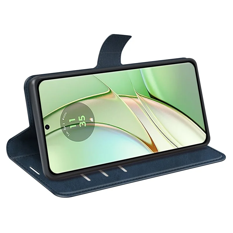 For Motorola Edge 40 5G Wallet PU Leather Case Calf Texture Stand Phone Cover - Blue