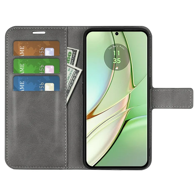 For Motorola Edge 40 5G Wallet PU Leather Case Kalfestructur Stående Telefonbeskyttelse - Grå