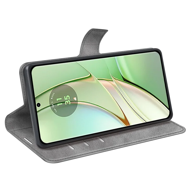 For Motorola Edge 40 5G Wallet PU Leather Case Kalfestructur Stående Telefonbeskyttelse - Grå