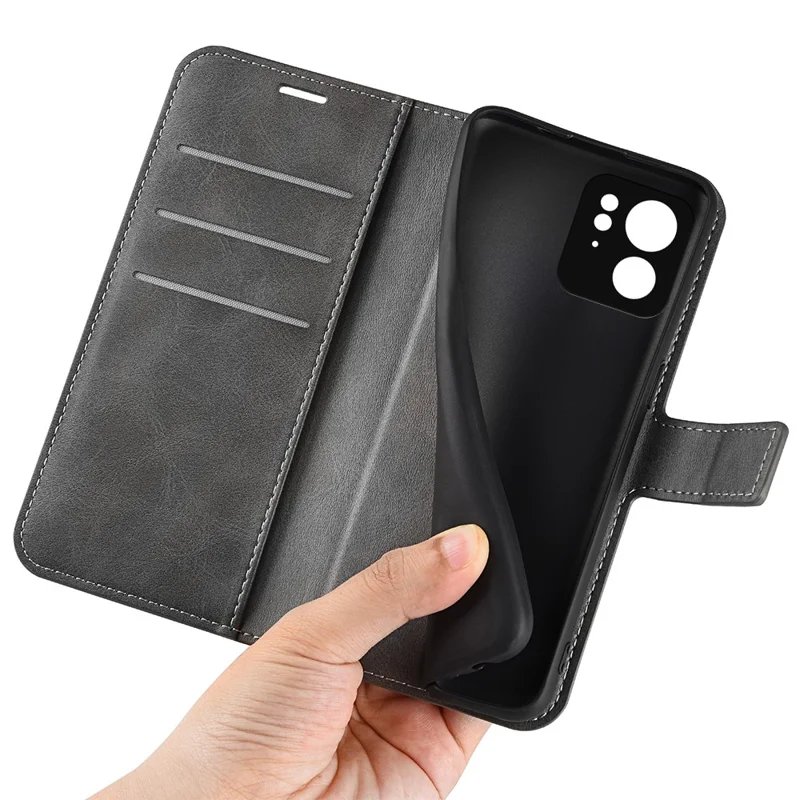 For Motorola Edge 40 5G Wallet PU Leather Case Kalfestructur Stående Telefonbeskyttelse - Grå