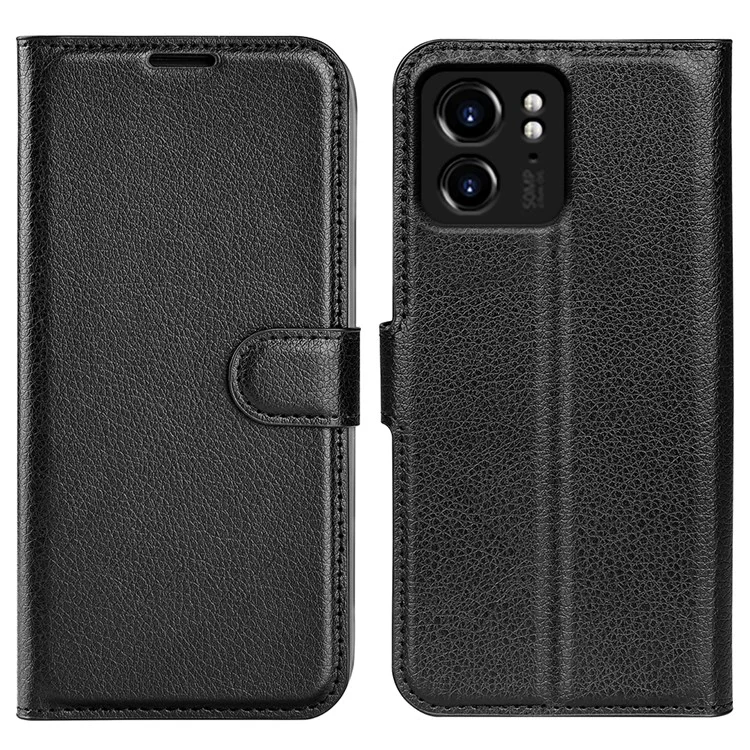 Pour Motorola Edge 40 5G Litchi Texture Full Protection Cover Leather Wallet Stand Phone Case - Noir