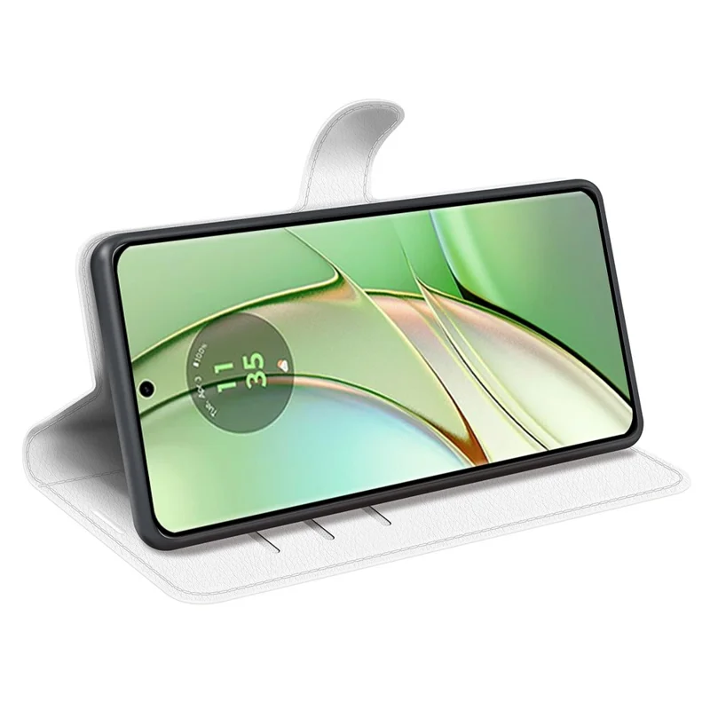 For Motorola Edge 40 5G Litchi Texture Full Protection Cover Leather Wallet Stand Phone Case - White