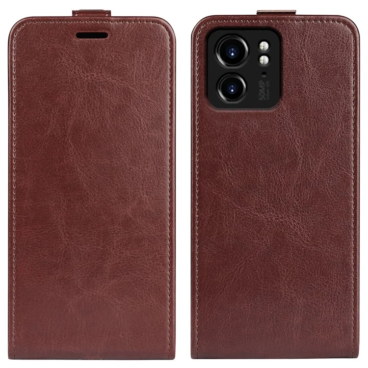 For Motorola Edge 40 5G PU Leather Case Vertical Flip Phone Cover with Card Holder - Brown