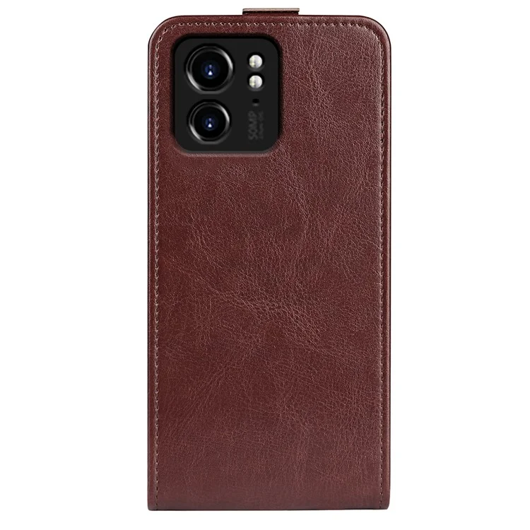 For Motorola Edge 40 5G PU Leather Case Vertical Flip Phone Cover with Card Holder - Brown