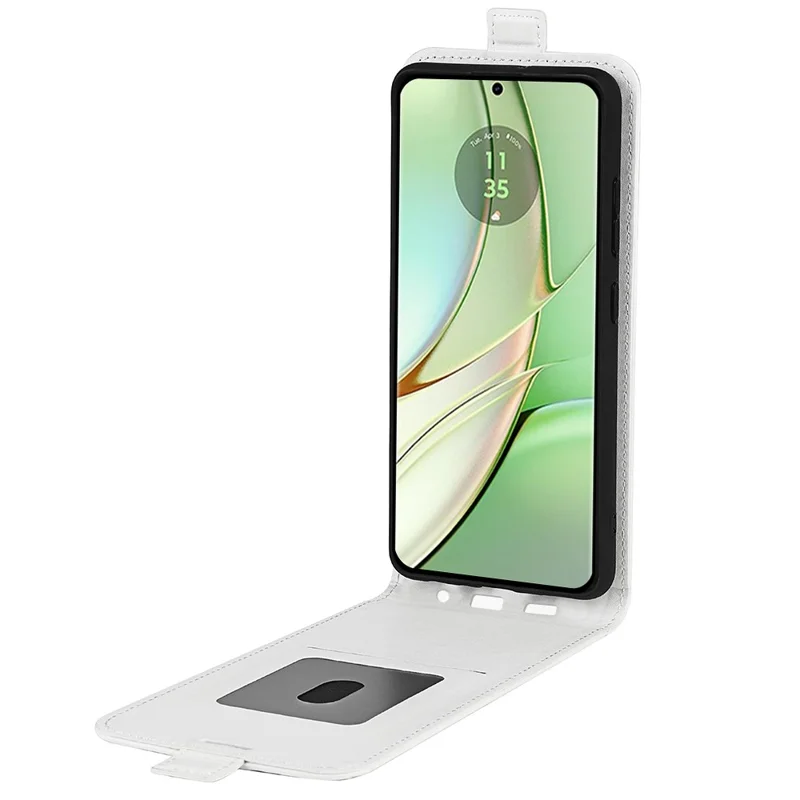 For Motorola Edge 40 5G PU Leather Case Vertical Flip Phone Cover with Card Holder - White