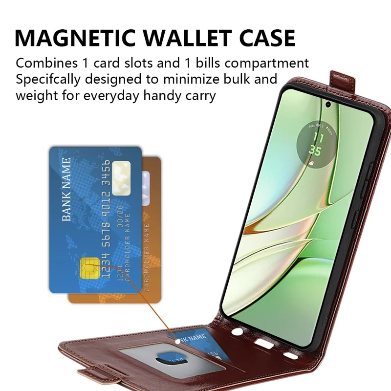 For Motorola Edge 40 5G PU Leather Case Vertical Flip Phone Cover with Card Holder - White