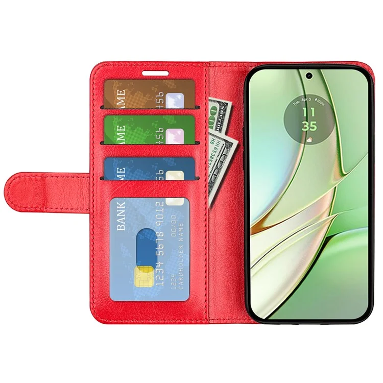 Para el estuche de teléfono Motorola Edge 40 5G Crazy Horse Texture, funda de cartera de piel PU, soporte antichoque - Rojo
