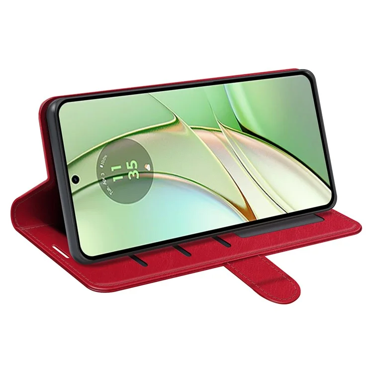 Para el estuche de teléfono Motorola Edge 40 5G Crazy Horse Texture, funda de cartera de piel PU, soporte antichoque - Rojo