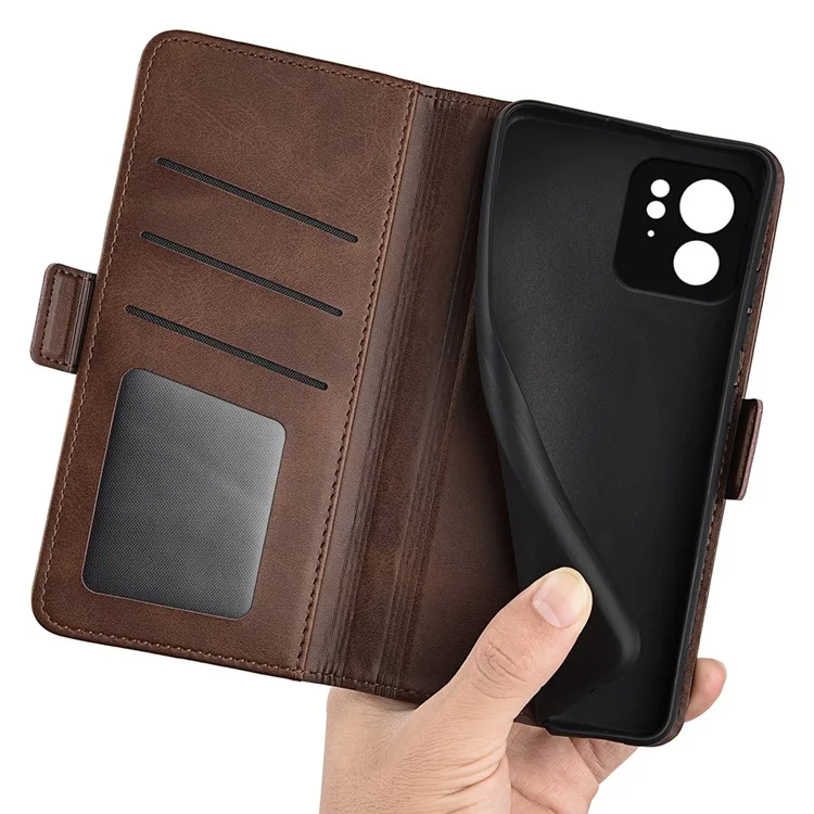 Para Motorola Edge 40 5G Funda de Teléfono Tipo Cartera Textura de Ternera Cubierta de Cuero PU Soporte Antirrotura - Marrón