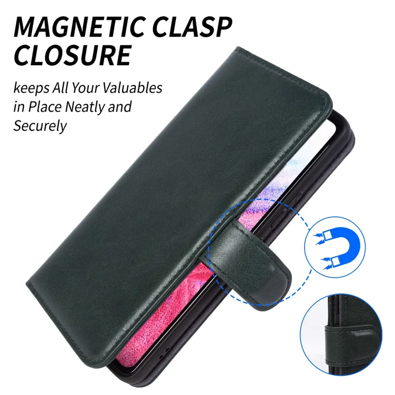 Für Samsung Galaxy F22 Waxy Texture Stand Wallet Telefonhülle Echtes Kuhleder Schockdelie Telefonabdeckung - Schwarzgrün