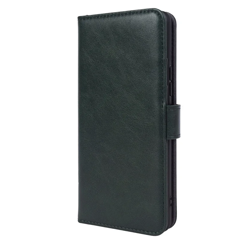 Für Samsung Galaxy F22 Waxy Texture Stand Wallet Telefonhülle Echtes Kuhleder Schockdelie Telefonabdeckung - Schwarzgrün