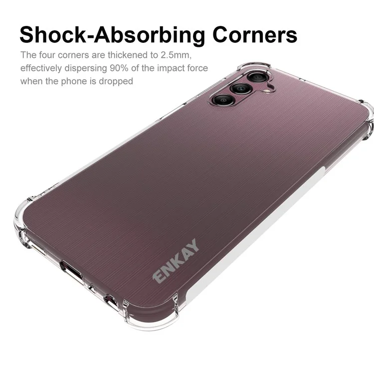 ENKAY HAT PRINCE Pour Samsung Galaxy A24 4G (162,1 x 77,6 x 8,3 mm) Bande antidérapante Bord du téléphone Étui de téléphone TPU Quatre coins Couverture anti-chute transparente