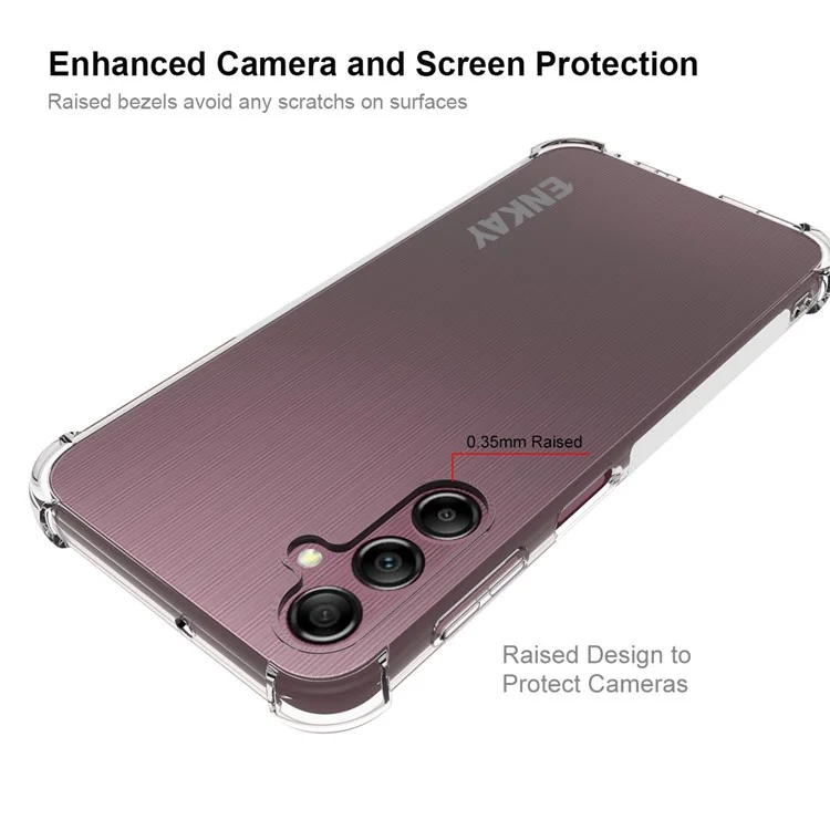 ENKAY HAT PRINCE Pour Samsung Galaxy A24 4G (162,1 x 77,6 x 8,3 mm) Bande antidérapante Bord du téléphone Étui de téléphone TPU Quatre coins Couverture anti-chute transparente