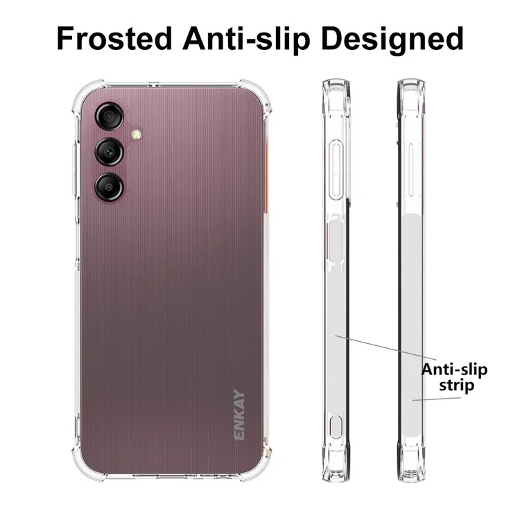 ENKAY HAT PRINCE Pour Samsung Galaxy A24 4G (162,1 x 77,6 x 8,3 mm) Bande antidérapante Bord du téléphone Étui de téléphone TPU Quatre coins Couverture anti-chute transparente