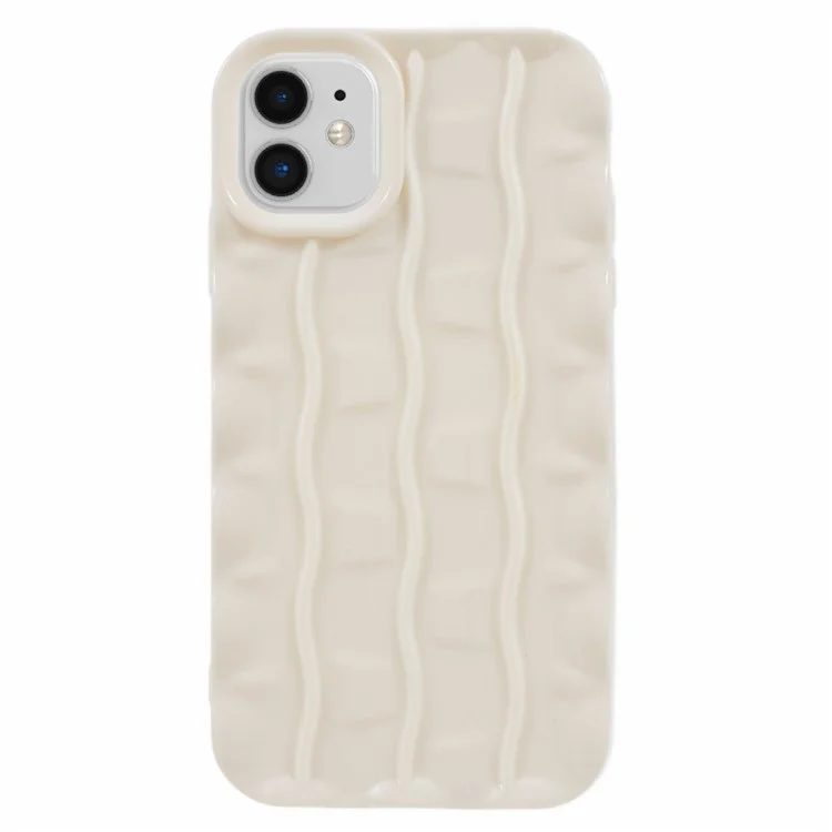 Per iPhone 11 TPU Phone Case 3D Striped Pattern Design Shockproof Phone Cover - Bianco