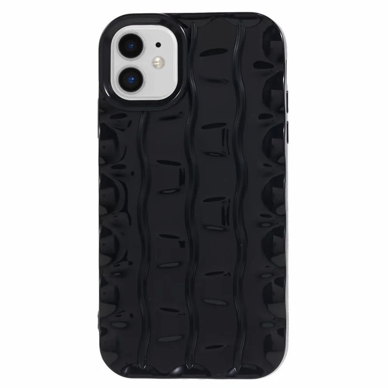 For iPhone 11 TPU Phone Case 3D Striped Pattern Design Shockproof Phone Cover - Black
