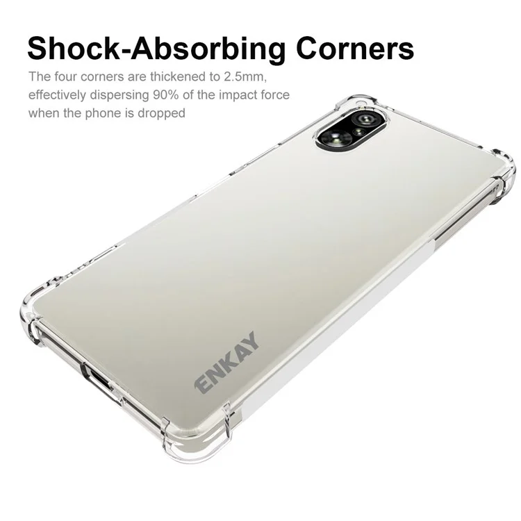 ENKAY HAT PRINCE For Sony Xperia 5 V Clear TPU Phone Case Four Corners Reinforced Anti-slip Strip Edge Cover