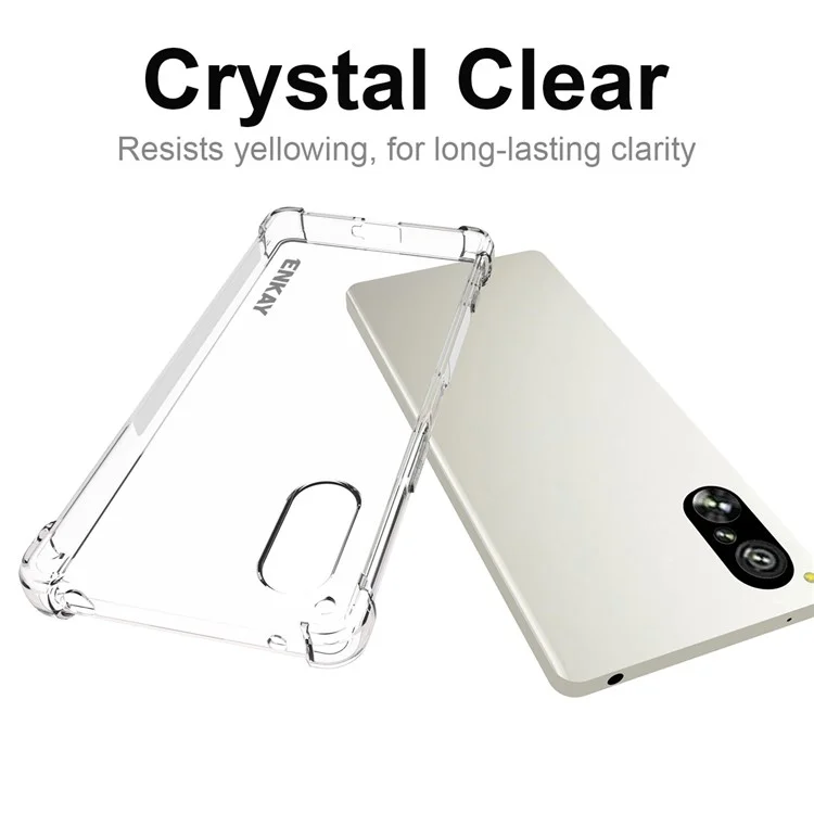 ENKAY HAT PRINCE For Sony Xperia 5 V Clear TPU Phone Case Four Corners Reinforced Anti-slip Strip Edge Cover