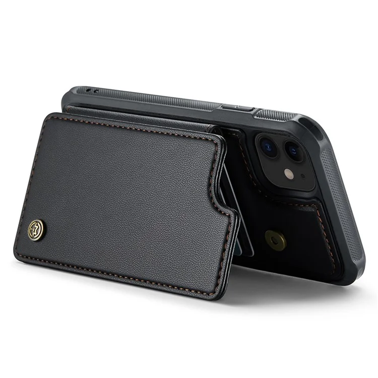 CASEME C22 Series RFID-Blocking-Kartensteckplatz-Hülle für iPhone 11, Ständer PU-Leder-beschichtetes TPU-Handyhülle - Schwarz