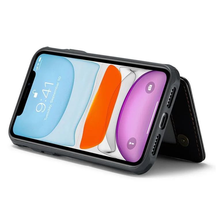 CASEME C22 Series RFID-Blocking-Kartensteckplatz-Hülle für iPhone 11, Ständer PU-Leder-beschichtetes TPU-Handyhülle - Schwarz