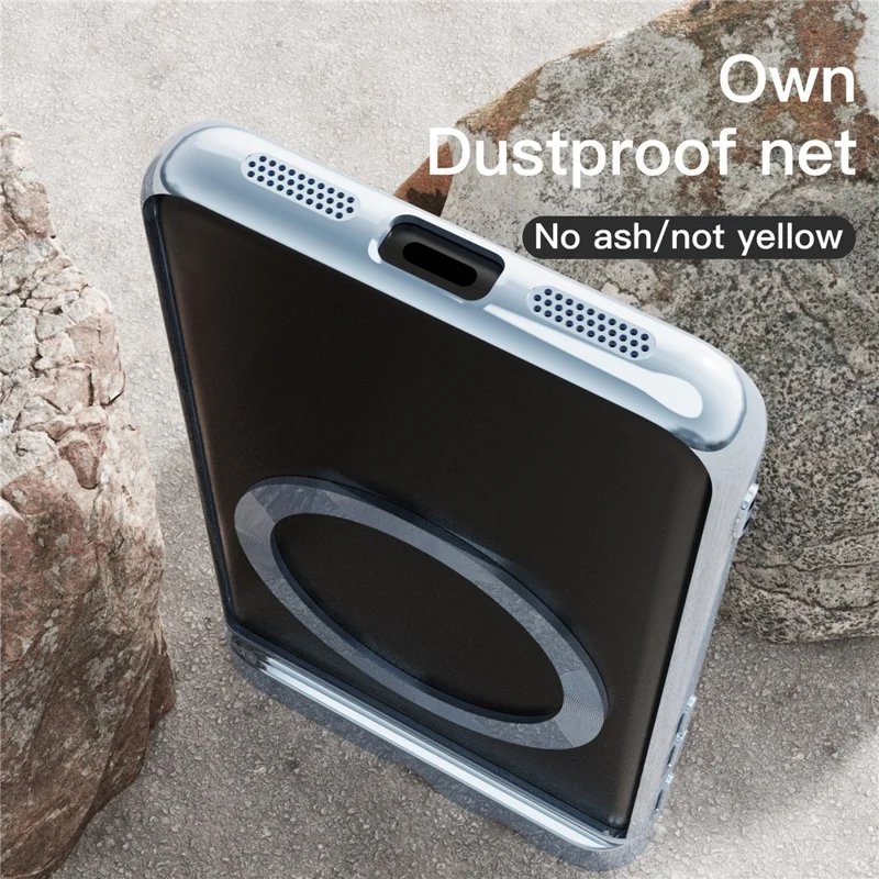 Magnetic Phone Case for Google Pixel 8 , Clear TPU Electroplating Back Cover with Lens Protector - Rose Gold