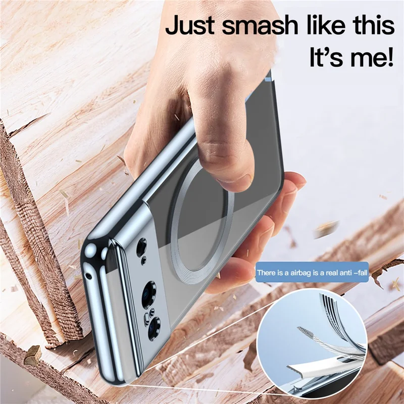 Magnetic Phone Case for Google Pixel 8 , Clear TPU Electroplating Back Cover with Lens Protector - Black