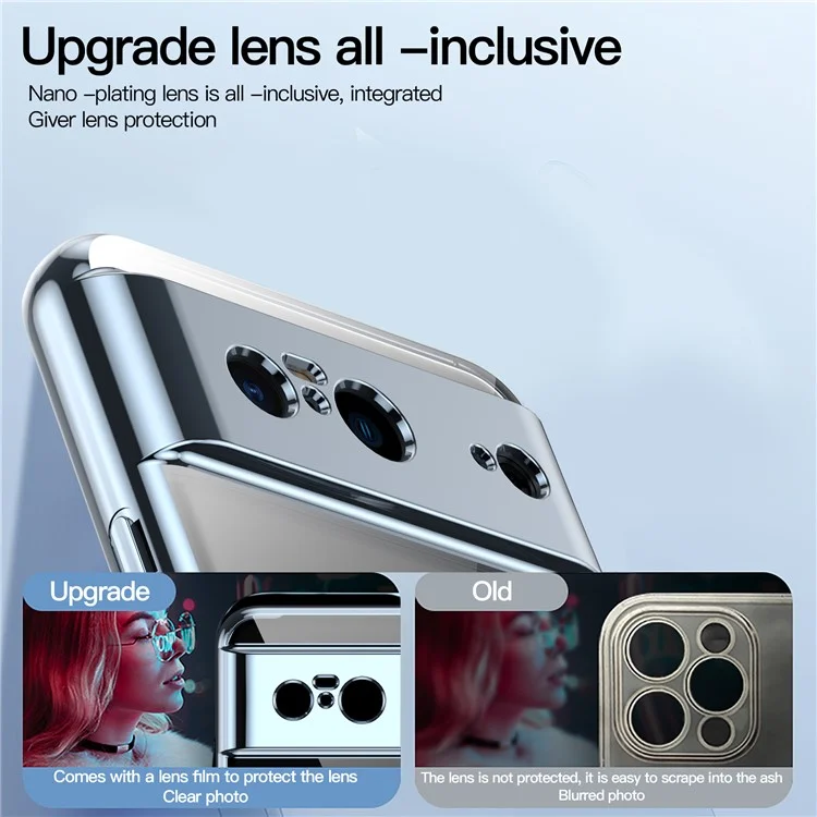 For Google Pixel 8 Pro Magnetic Plating Case TPU Clear Cover with Integrated Lens Protector - Blue