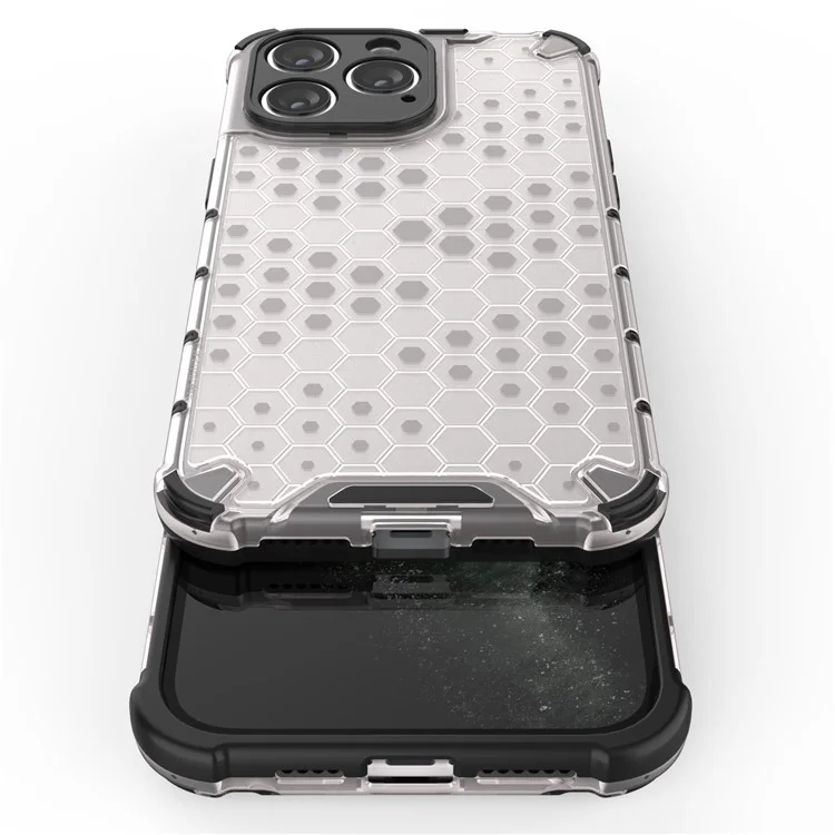 Для iPhone 15 Pro Anti-Scratch TPU+PC Phone Shell Honeycomb Texture Cover Phone Case - Red