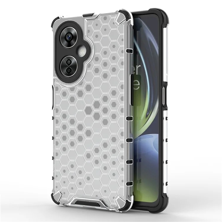 For OnePlus Nord CE 3 Lite 5G / Nord N30 5G Phone Shell TPU+PC Phone Case Honeycomb Texture Back Cover - Grey