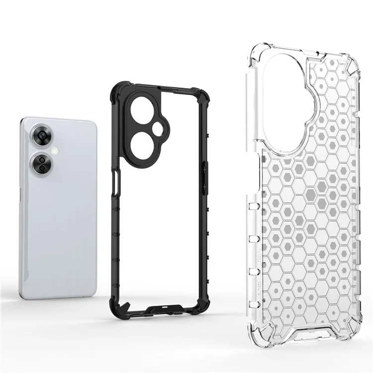 For OnePlus Nord CE 3 Lite 5G / Nord N30 5G Phone Shell TPU+PC Phone Case Honeycomb Texture Back Cover - Grey