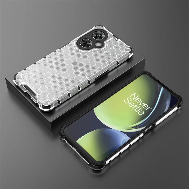 For OnePlus Nord CE 3 Lite 5G / Nord N30 5G Phone Shell TPU+PC Phone Case Honeycomb Texture Back Cover - Grey