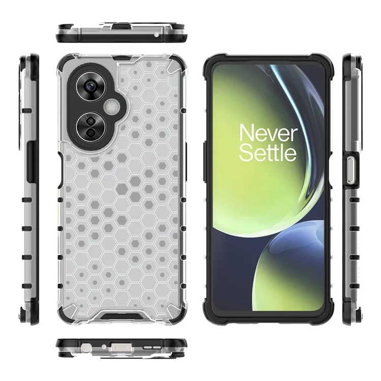 For OnePlus Nord CE 3 Lite 5G / Nord N30 5G Phone Shell TPU+PC Phone Case Honeycomb Texture Back Cover - Grey