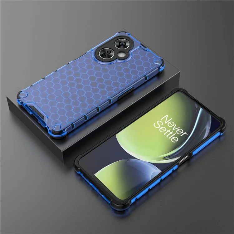 For OnePlus Nord CE 3 Lite 5G / Nord N30 5G Phone Shell TPU+PC Phone Case Honeycomb Texture Back Cover - Blue