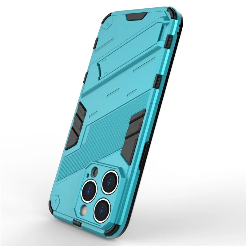 Kickstand Phone Case til iPhone 15 Pro Max, faldbeskyttende telefoncover PC+TPU bagside - Babyblå