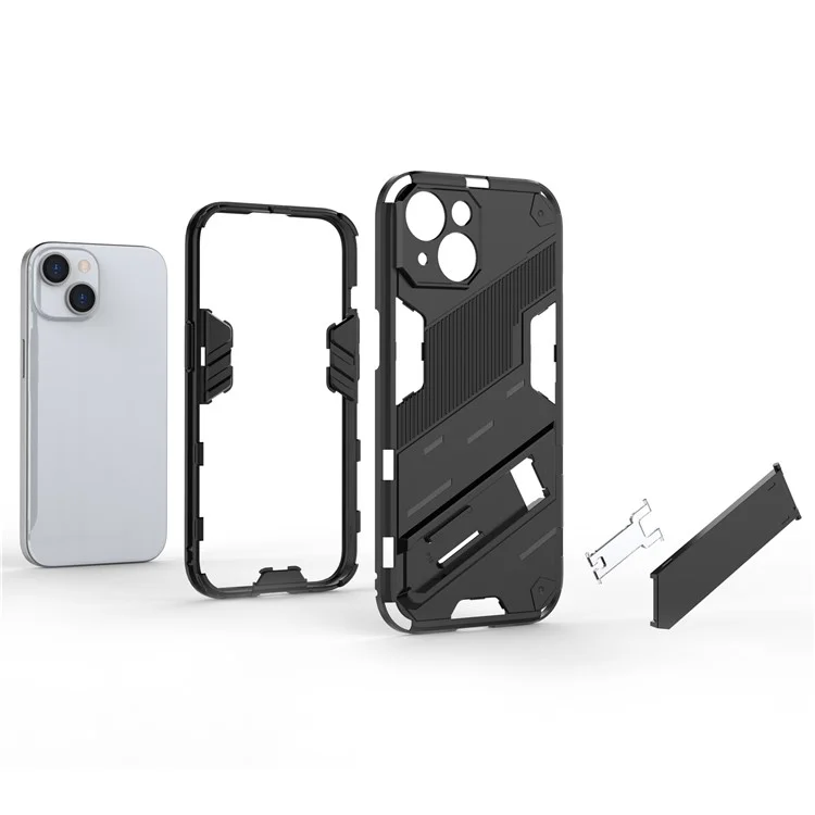 Para iPhone 15 Funda Protectora de Teléfono a Prueba de Caídas PC+TPU Cubierta Posterior con Soporte - Verde