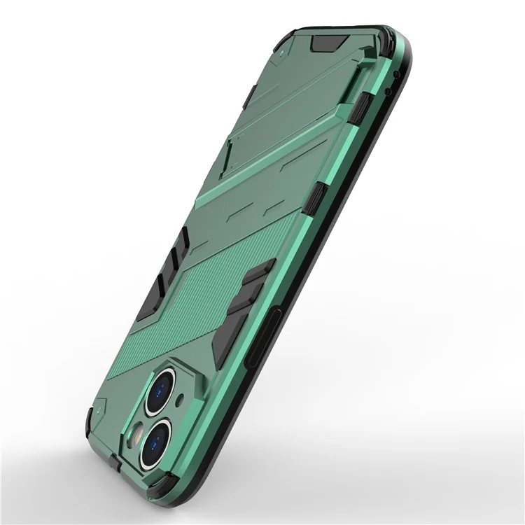 Para iPhone 15 Funda Protectora de Teléfono a Prueba de Caídas PC+TPU Cubierta Posterior con Soporte - Verde