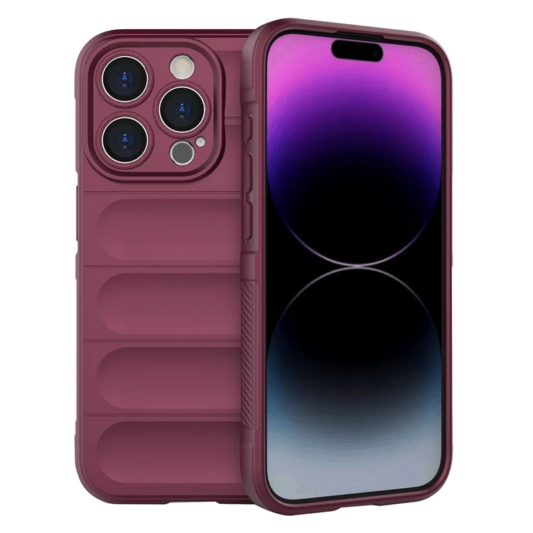 Coque de téléphone portable slim-fit en TPU pour iPhone 15 Pro - Antichocs robuste et anti-chute - Couleur rouge vin