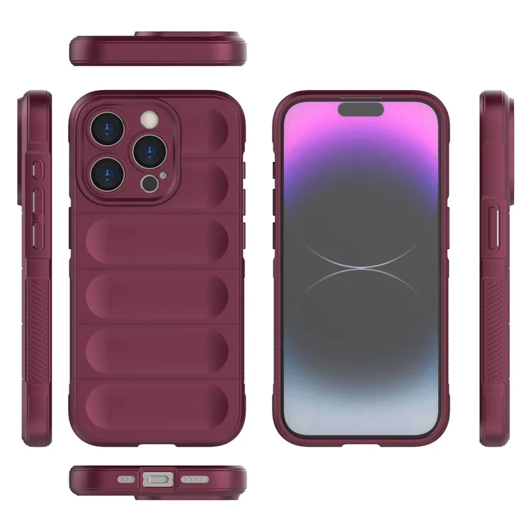 Coque de téléphone portable slim-fit en TPU pour iPhone 15 Pro - Antichocs robuste et anti-chute - Couleur rouge vin