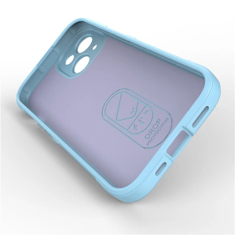 For iPhone 15 Plus Rugged Phone Back Cover Dustproof TPU Case Anti-drop Phone Shell - Baby Blue