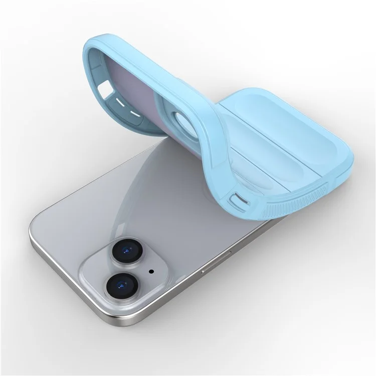 For iPhone 15 Plus Rugged Phone Back Cover Dustproof TPU Case Anti-drop Phone Shell - Baby Blue