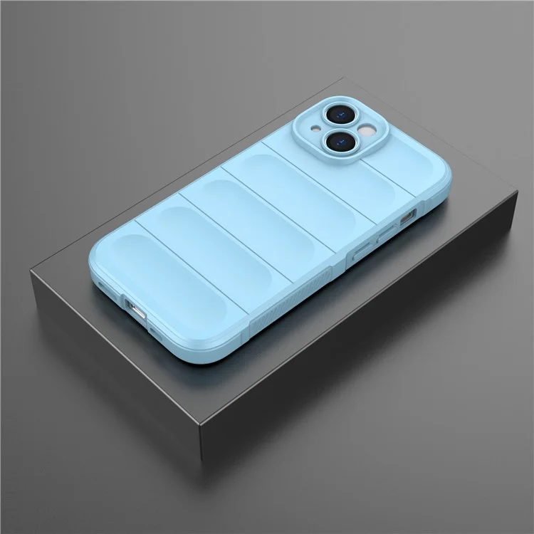 For iPhone 15 Plus Rugged Phone Back Cover Dustproof TPU Case Anti-drop Phone Shell - Baby Blue