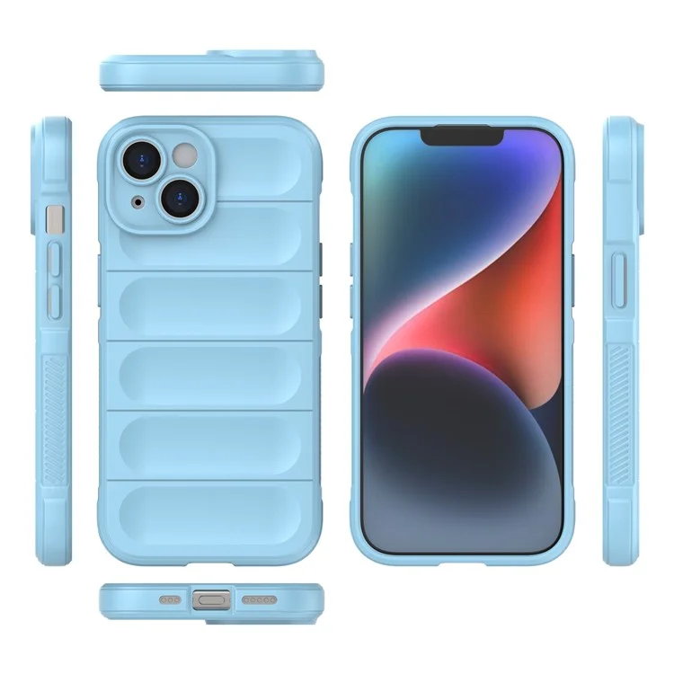 For iPhone 15 Plus Rugged Phone Back Cover Dustproof TPU Case Anti-drop Phone Shell - Baby Blue