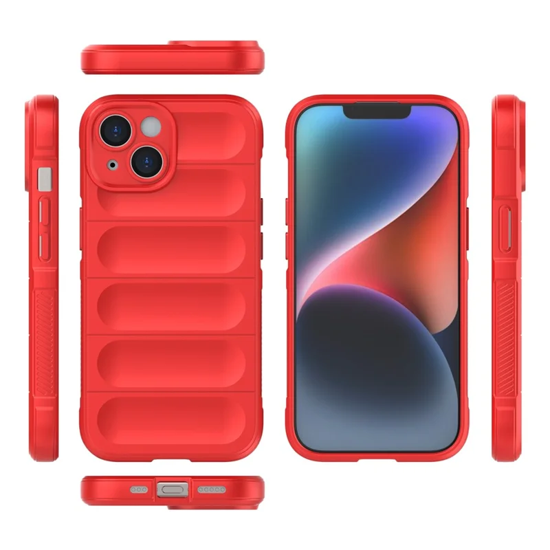 For iPhone 15 Soft TPU Cell Phone Case Anti-drop Rugged Phone Back Cover - Red
